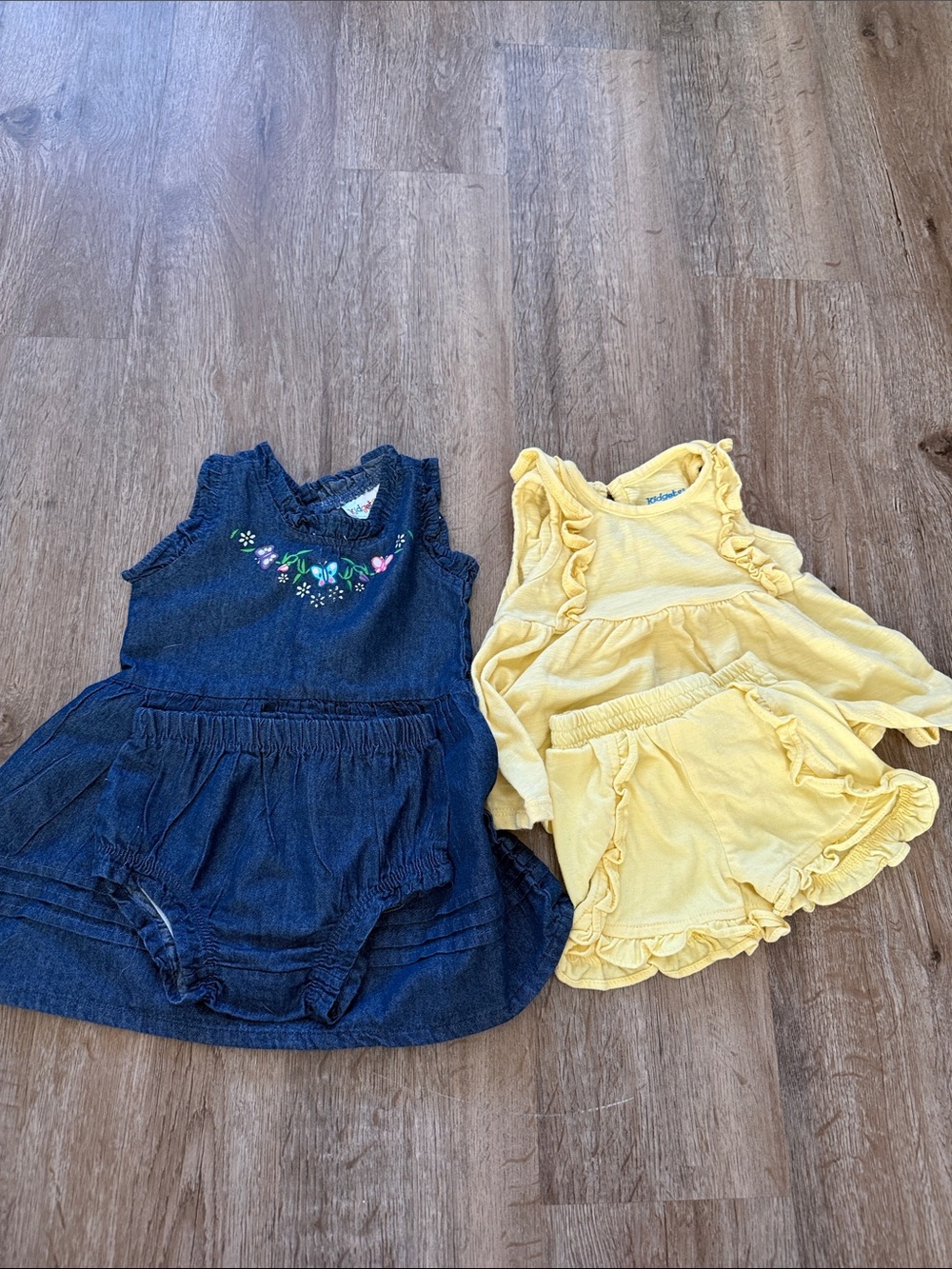 Kidgets Navy Embroidered Skort & Yellow Ruffle Skort Set
